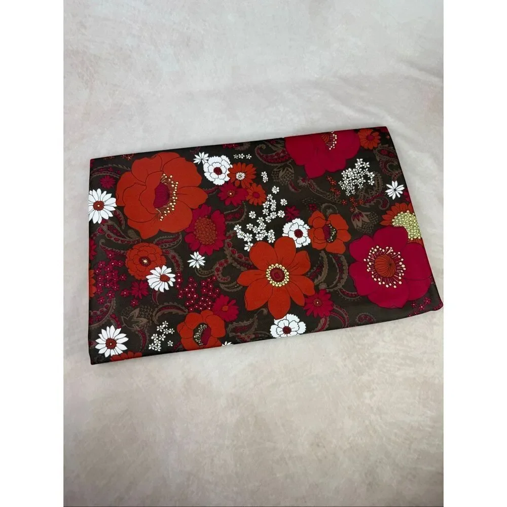 Vintage 1970s Floral Fabric Flower Power Mod MCM Polyester Knit 64x60” Groovy Re